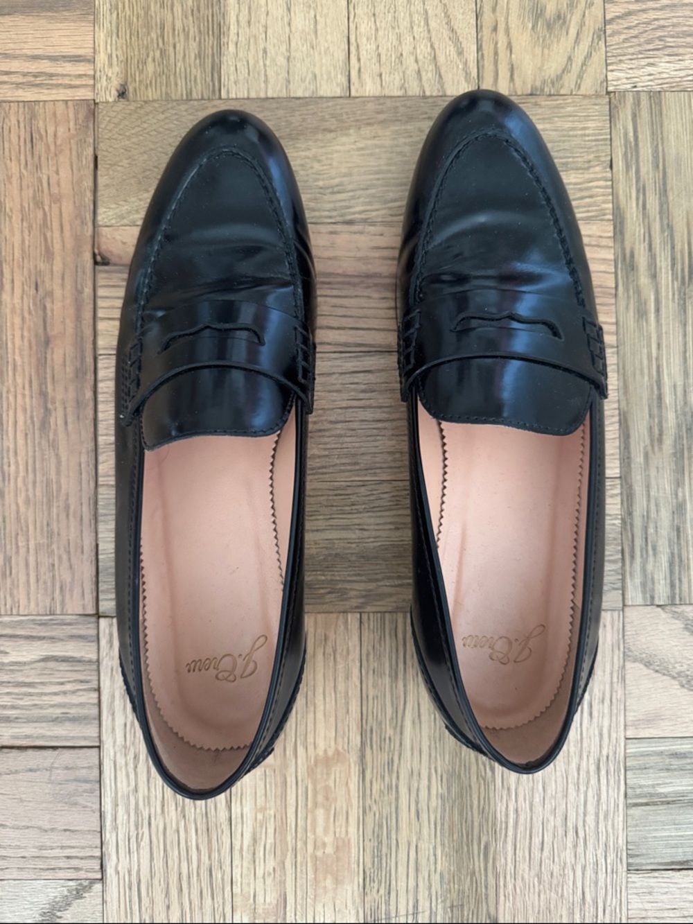 J. Crew Black Leather Penny Loafers